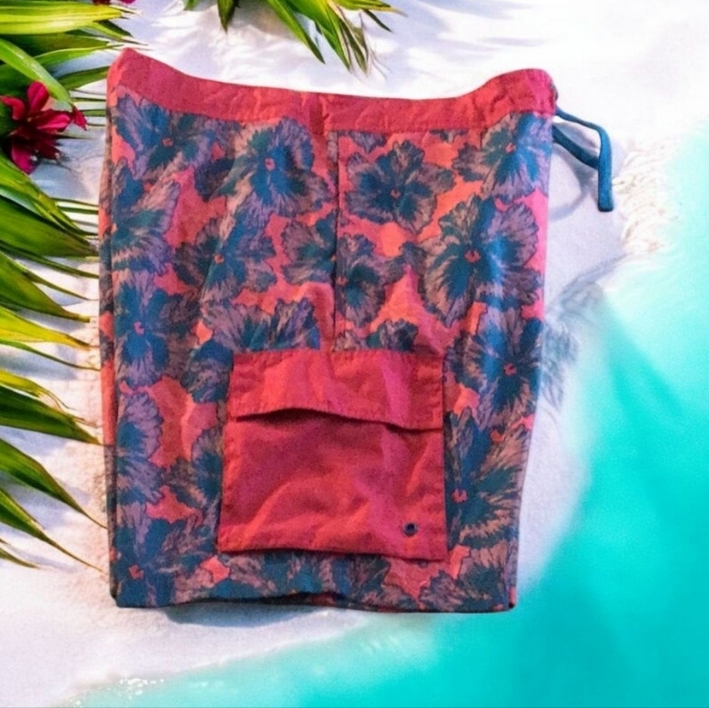 Red Camel board shorts pink blue 36W 🏖 pockets bright color